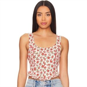 Free People Melanie Tank Sz S Floral Ruffle Cottagecore Coquette Festival NWT